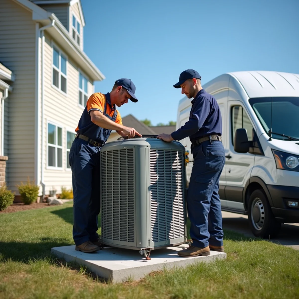 New high-efficiency air conditioner condenser installed at a Gaithersburg MD home by P&Y
