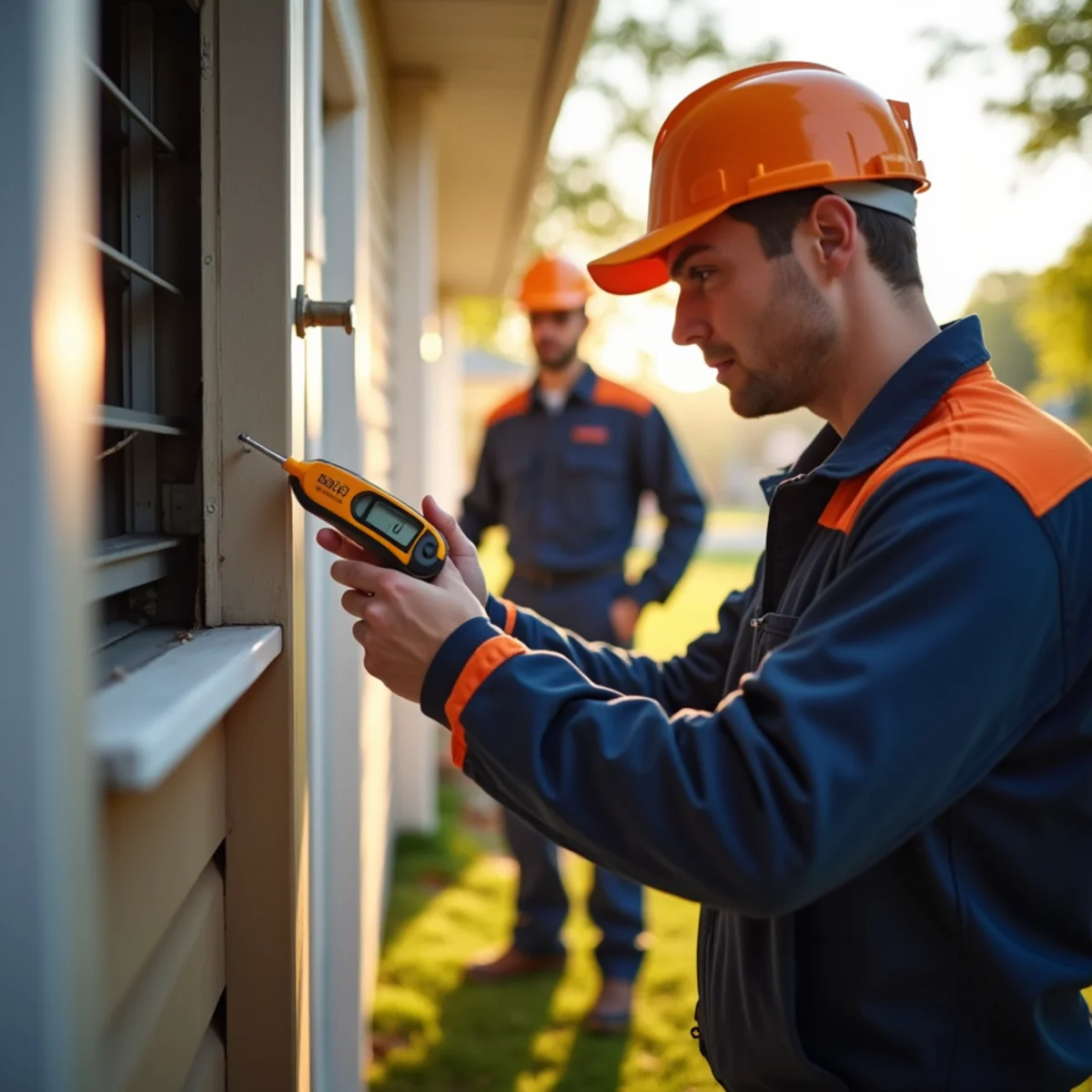 P&Y technician diagnosing an air conditioner blowing warm air in a Gaithersburg MD home