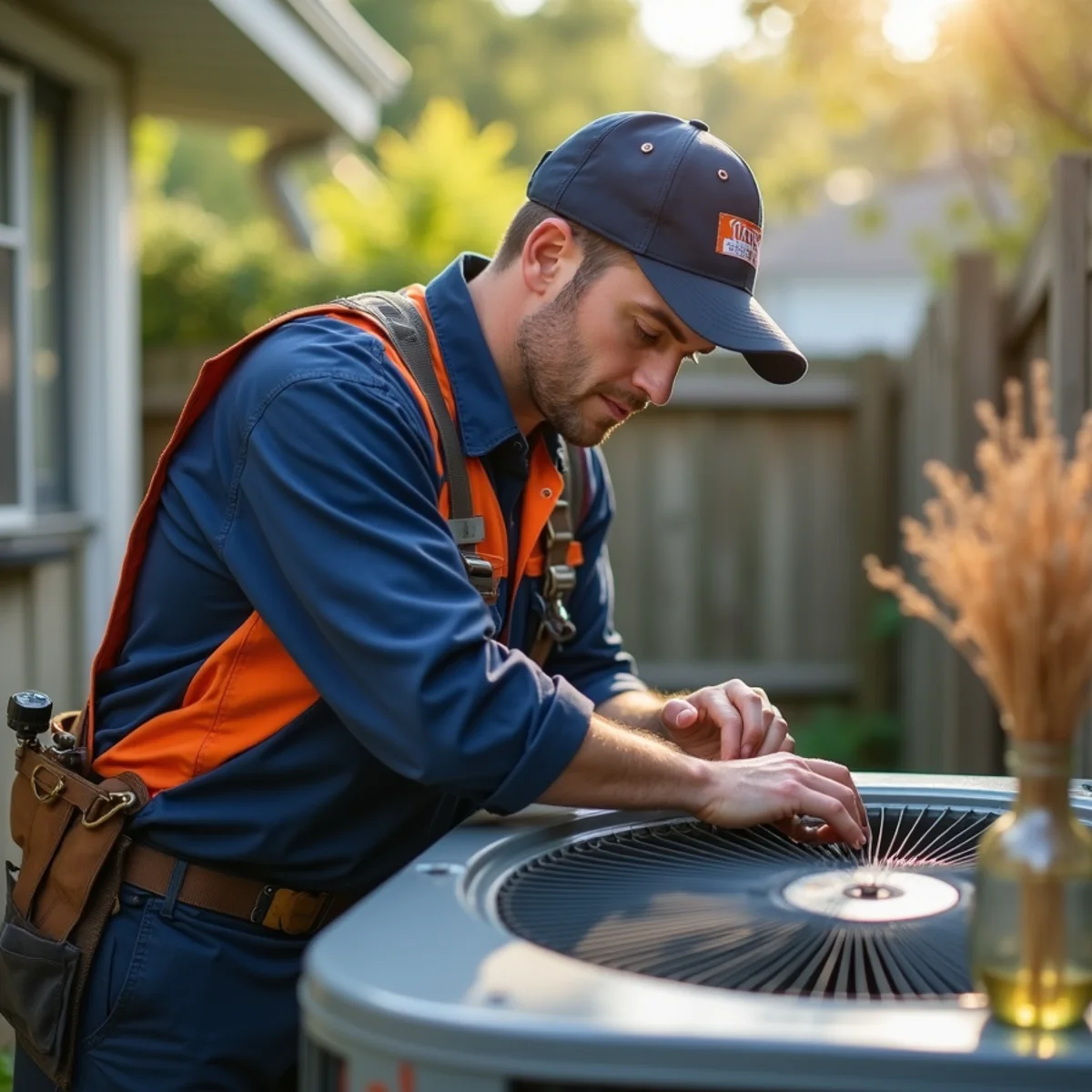 HVAC technician performing a professional AC tune-up