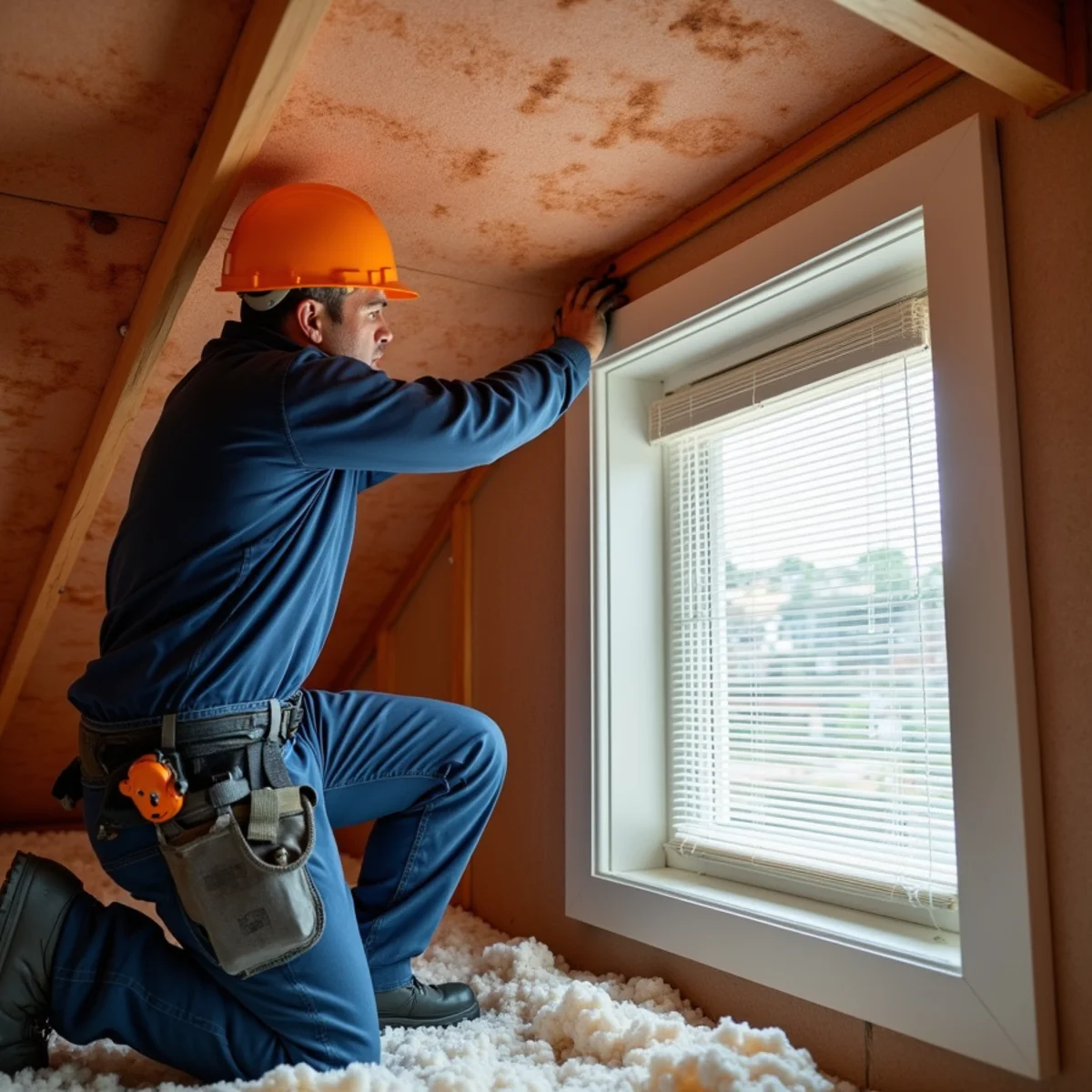 Home attic insulation and shaded windows reducing cooling load