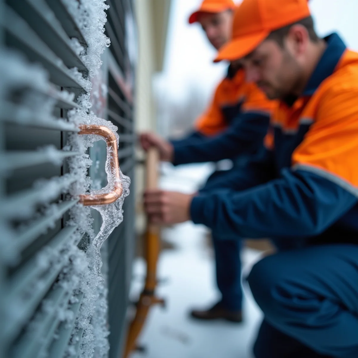 Ice buildup on an air conditioner evaporator coil and refrigerant line