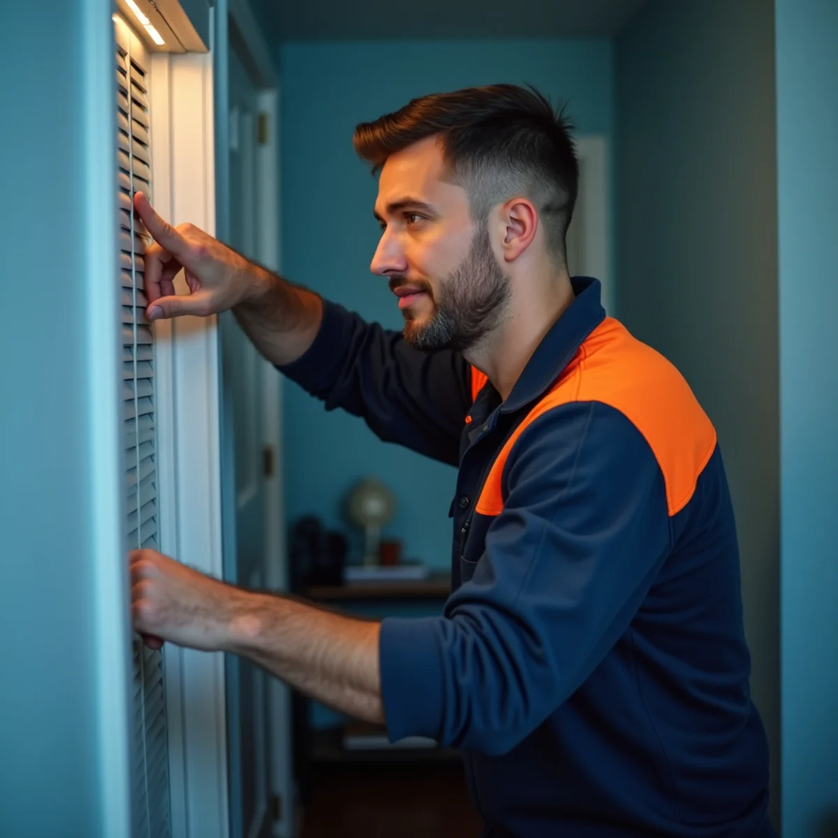 Homeowner feeling cold air from a heating vent