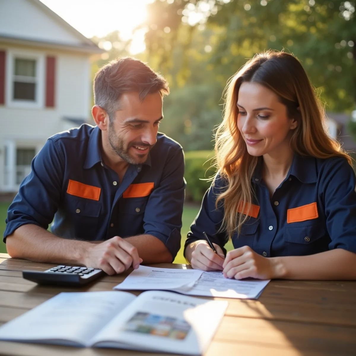 Homeowner reviewing HVAC financing and rebate options