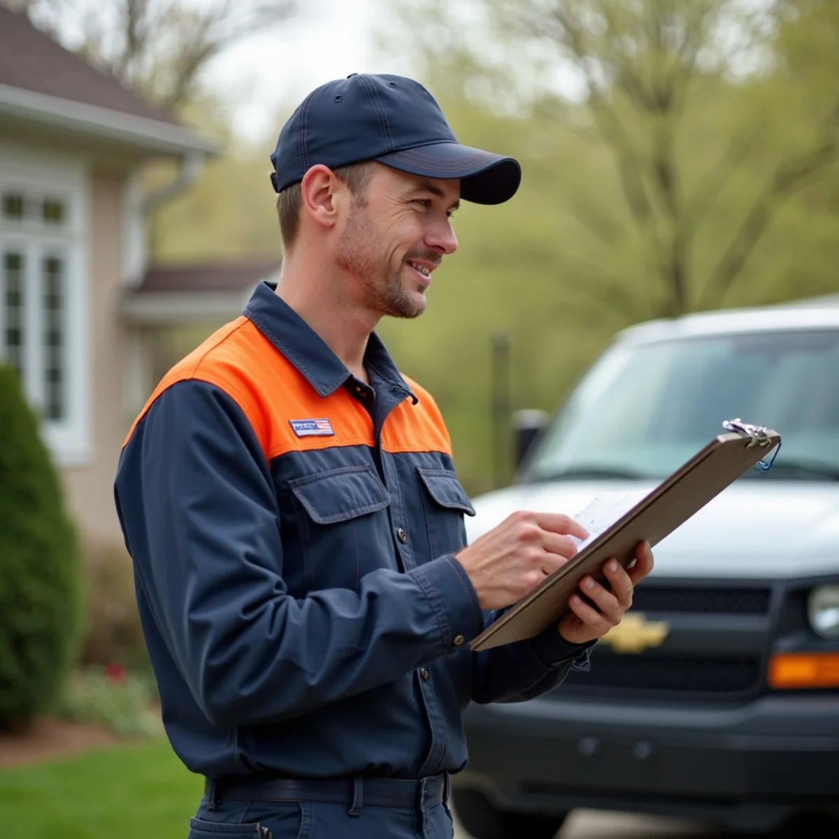 Technician performing a seasonal HVAC tune-up