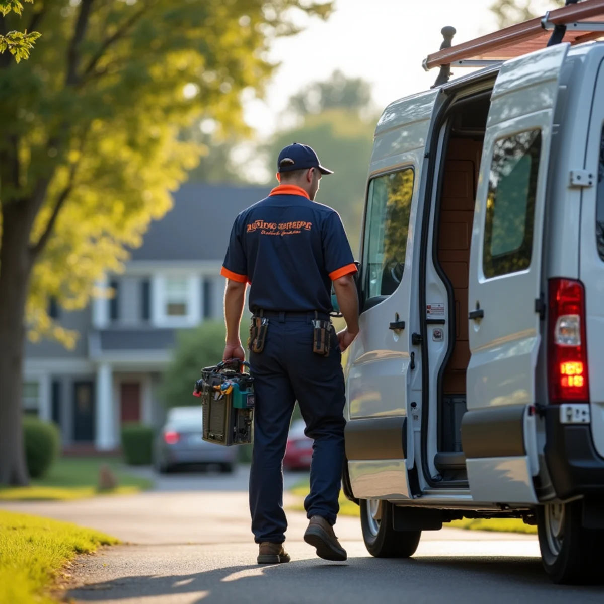 P&Y branded service van arriving for same-day HVAC repair in Gaithersburg MD